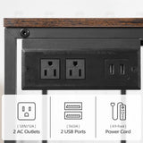 MAHANCRIS Mobile Printer Stand, 3-Tier Industrial Printer Cart with Power Outlets and 2 USB Ports, Rolling Printer Table on Wheels for Home Offices Kitchen Organization Rack, Rustic Brown PTHR78E01 MAHANCRIS