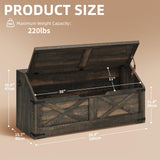 DWVO Storage Chest, Farmhouse Storage Bench with 4 Wheels, 39.4" Wood Storage Trunk with Safety Hinge, Sloped Design, Storage Organizer for Living Room, Bedroom, Entryway, Dark Rustic Oak DWVO