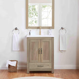 Small Bathroom Vanity with Sink, 25-inch Farmhouse Bathroom Vanity Storage Cabine with 2 Soft Closing Doors & Single Drawer, Freestanding, Natural Oak (25 inch（2 doors & 1 drawer), Light Oak) ZESTO PASSION FOR LIVE