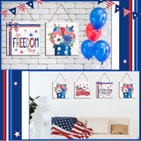4 Pcs 4th of July Sign Rustic Wood Decor Farmhouse Patriotic Decor America Wall Hanging Plaque Red Blue White Wooden Wall Decor for Home Front Door Kitchen Office School, 7.87 x 7.87 Inch Purpeak