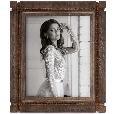AKRILANE 8x10 Picture Frame Wood Rustic Decorative Distressed & Vintage Looking Photo Frames for Wall Mount & Table Top Display Home Decor – 8 x 10 Wedding Picture Frames - Style A AKRILANE