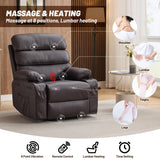 PU Leather Extra Wide Manual Recliner for Adults with Massage and Heat, Large Lazy Chair with 1.5X Sponge Comfort Arm and Back for Living Room, Bedroom PeacefulHues