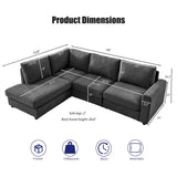 Elevyoliv 100" L Shaped Sectional Couch with Chaise, Modern 4-Seater Sectional Couches for Living Room, Comfy Chenille Corner Sofa for Apartment, Dark Grey Elevyoliv