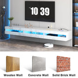 ANTISTA Floating TV Stand | 94.5'' Long Wall Mounted TV Shelf with Power Outlet, Modern Wooden Entertainment Center Media Console with Storage, High Gloss Large TV Cabinet, Up to 100 Inch TVS ANTISTA