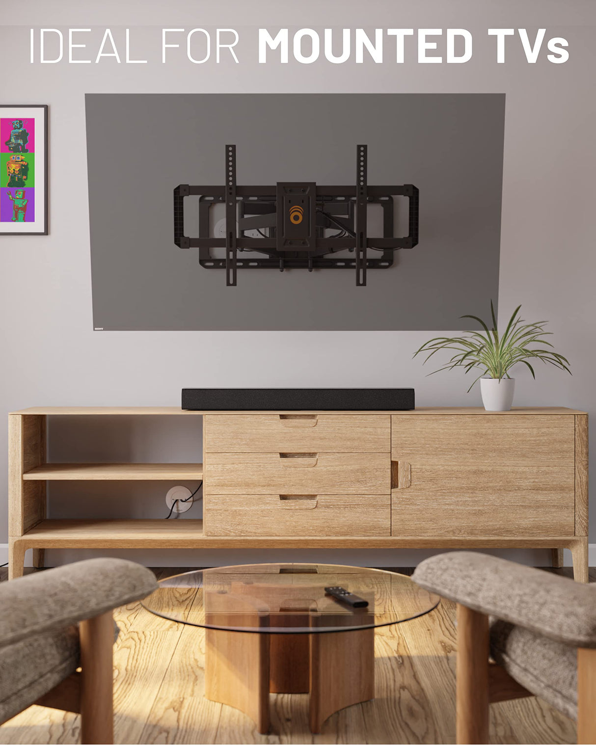 ECHOGEAR TV Cord Hider for Wall Mounted TV - Cable Management Kit Hides TV Wires - Includes 2 Pass Throughs, Locking Brackets, and Hole Saw Drill Attachment (White) ECHOGEAR