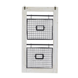 Deco 79 Wood Rectangle Magazine Rack Holder with Suspended Baskets and Label Slot, 14" x 4" x 25", Black Deco 79