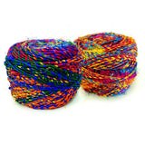 Revolution Fibers Recycled Sari Silk, Multi-Color Pure Silk Yarn, Handspun Used Sari Fabric Ribbon Scraps, Rainbow Yarn for Knitting, Weaving & Crocheting - 100 Grams per Ball Revolution Fibers