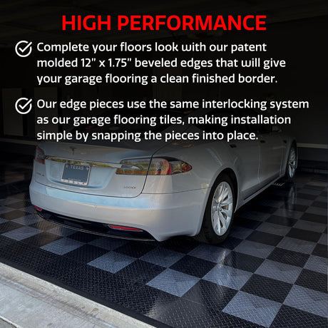 Big Floors Female Transition Edge Kit, Durable Interlocking Modular Garage Floor Edging, Compatible with RaceDeck, GarageTrac and GarageDeck Products, (11 Piece), Black Big Floors