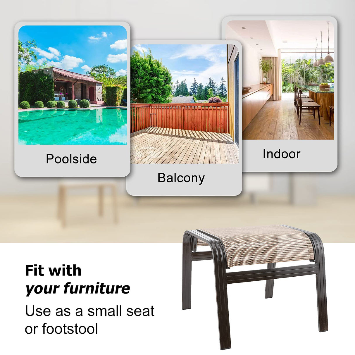 Deguifei Outdoor Patio Footstools Aluminum Outdoor Ottomans Footrest Small Seating Wicker Furniture Patio Ottoman 2 Pieces Brown Deguifei