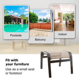Deguifei Outdoor Patio Footstools Aluminum Outdoor Ottomans Footrest Small Seating Wicker Furniture Patio Ottoman 2 Pieces Brown Deguifei