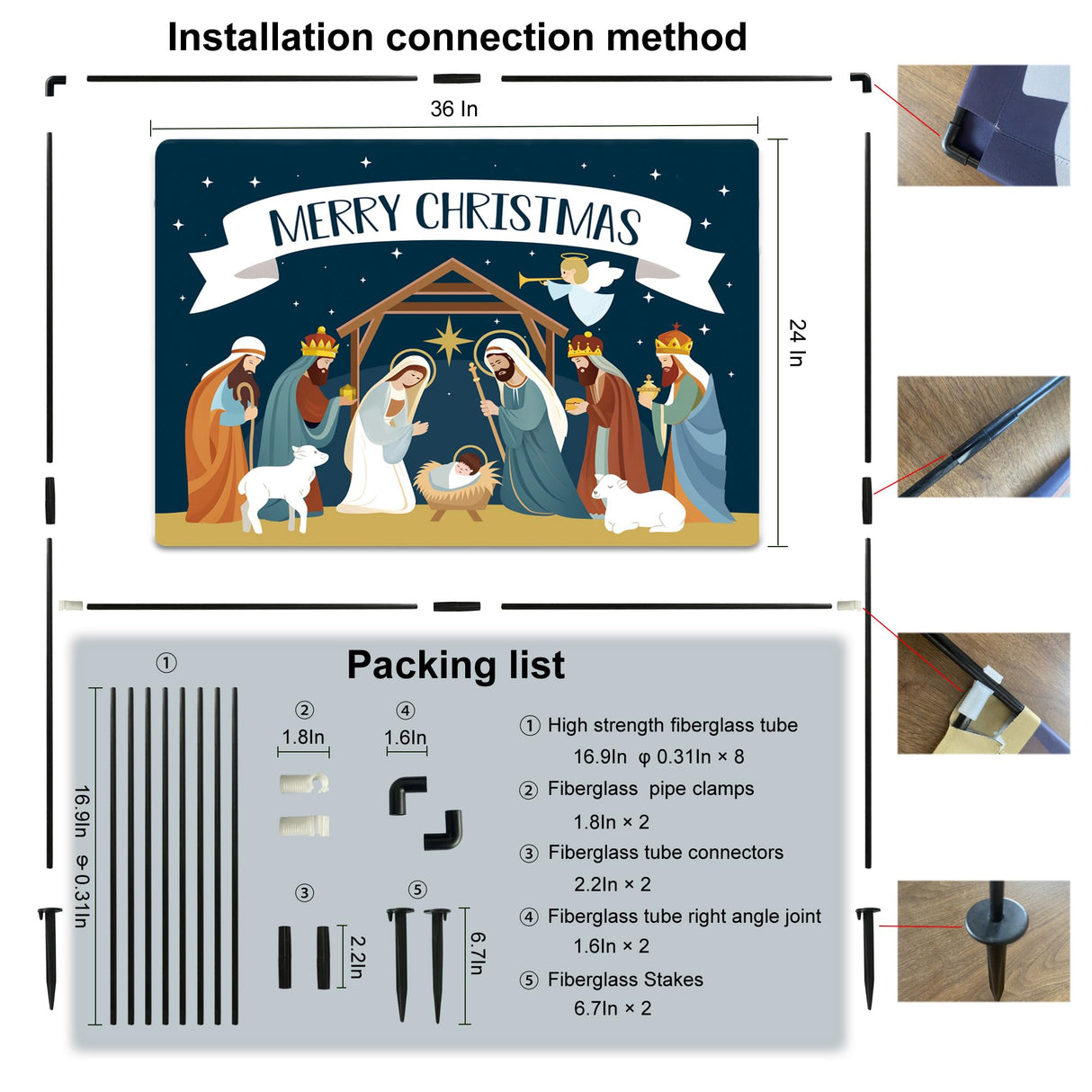 Christmas Decorations Outdoor Yard Nativity Scene Yard Sign reversible Dual Religious Manger Scene Yard Sign for Garden Lawn Christmas Decorations Holy family nativity scenes (Garden Sign Large) Eastsky