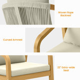 7-Piece Outdoor Dining Set for 6 with 23" Extra Wide Chair and Cushion，Patio Table and Chairs Set with All Acacia Wood Frame, All-Weather PE Rattan Outdoor Patio Furniture Set for Lawn Garden, Beige FansaFurn