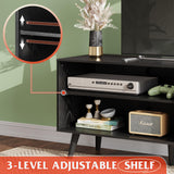 WLIVE TV Stand for 55 Inch TVs, Entertainment Center with Storage Cabinet, Mid-Century TV Stands for Living Room and Bedroom, 50" TV Console, Black WLIVE