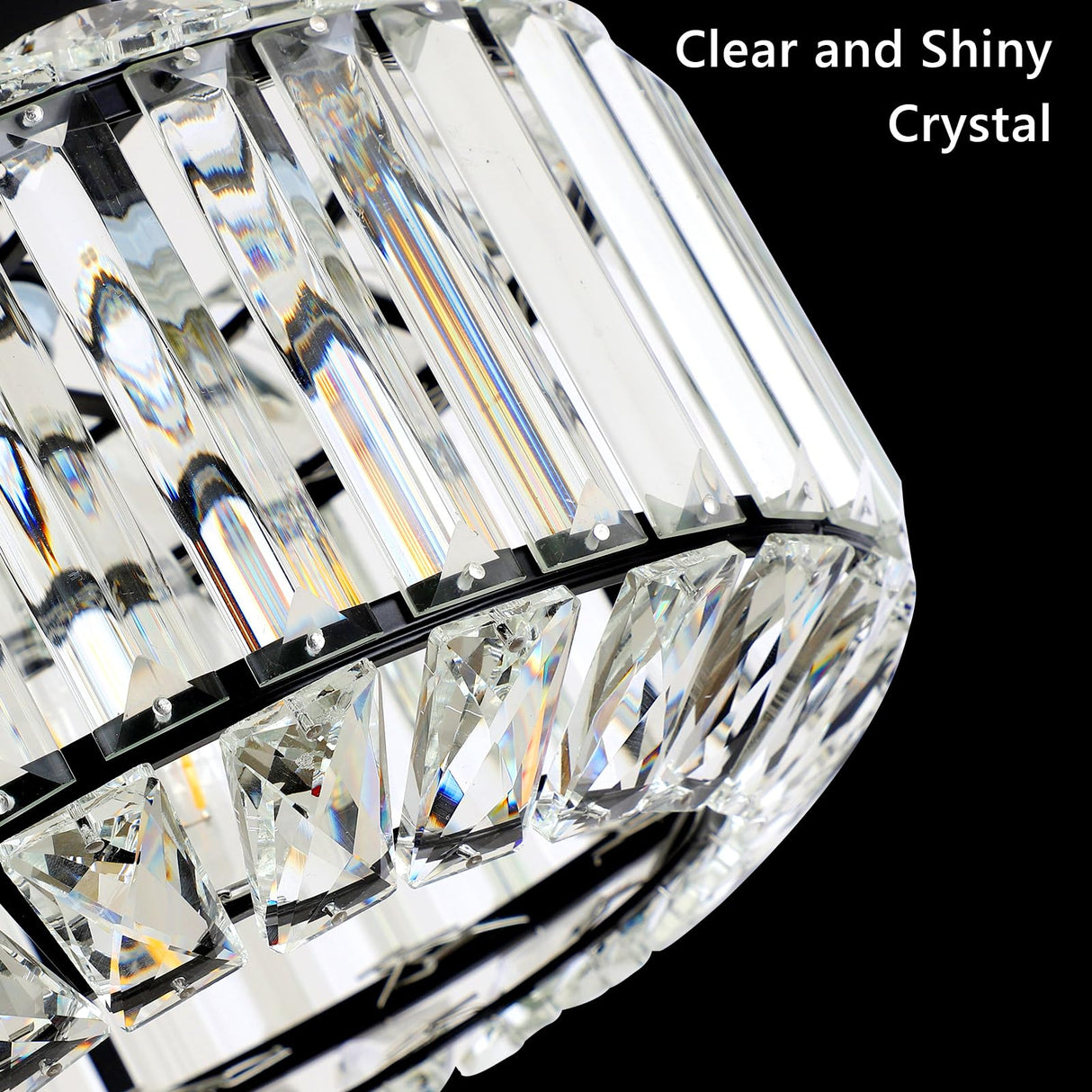 eyassi Crystal Semi Flush Mount Ceiling Light, Black Kitchen Lighting Fixtures Ceiling, Modern Bedroom Chandelier Living Room Light Fixtures Ceiling Mount, Bathroom Ceiling Light for Entryway Hallway eyassi