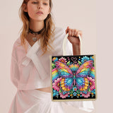 MVVMTOP Diamond Painting Kit Handbag, 5D DIY Rainbow and Butterfly Pattern Diamond Art Crystal Special Shape Crystal Artificial Canvas Bag, Shopping Storage Tote Gift Large Storage Bag MVVMTOP