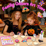 12 DIY Unicorn Wooden Magnets, Halloween Crafts for Kids Art Craft Supplies Painting Kits for Girls Boys Ages 4-8 8-12 Halloween Party Favors Basket Goodie Bag Stuffers Crafts Decoration Unicorn Gifts Gadetouq
