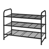 Simple Trending 3 Tier Stackable Shoe Rack, Expandable Adjustable Shoe Shelf Storage Organizer, Wire Grid, Black Simple Trending