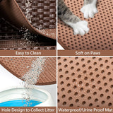 DOVEAID Cat Litter Box Enclosure Furniture Hidden, Pet House Litter Box Furniture for Large Cats, Handwoven Rattan with Door Cat Washroom Box, Indoor Cat House Storage with Soft Litter Mat, Brown DOVEAID