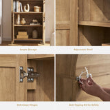 mopio Lauren 77.4" Tall Arched Cabinet, 5-Tier Arched Bookcase with Doors and Adjustable Shelves, Arch Bookshelf with Storage, Wooden Storage Cabinet for Living Room and Kitchen Pantry (Oak) mopio