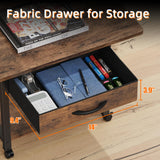 YAOHUOO 22"x15" Large Printer Stand with Storage Drawer, 2-Tier Under Desk Printer Table for Home Office, Printer Cart fit Fax Machine/3D Printer/Scanner(Brown) YAOHUOO