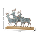Glitzhome Christmas Reindeer Table Decoration, 12.81 Inches Metal Reindeer Decor with Wood Base, Farmhouse Galvanized Deer Decor for Home Rustic Xmas Mantle Shelf Desk Glitzhome