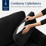 Best Choice Products Modern Loveseat Sofa for Living Room, Corduroy Recliner, Removable Cover, Spring Cushions, Solid Wood Frame, Easy Assembly for Small Spaces, 82in – Black Best Choice Products