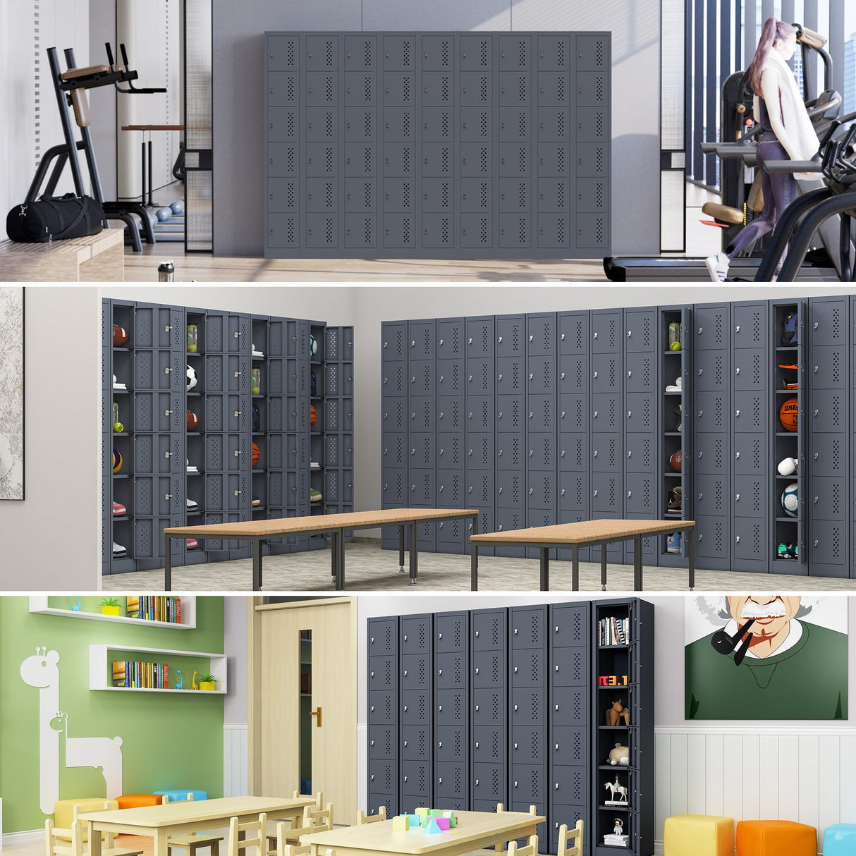 BUTISOW Metal Lockers - 71" Height Steel Lockers for Employees with 6 Door Storage Locker for Employees Gym School Home Office Garage - Assembly Required BUTISOW