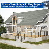 Muzata 3'-6'6" Black Complete Cable Railing Kit for Stairs 42 Inch Cable Railing System with Post Handrail Length Adjustable Easy DIY with User Guide Complete Set RCS1 BA4L Muzata