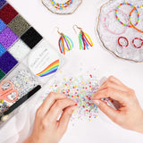 Redtwo 8000pcs 3mm Glass Seed Beads for Bracelet Making Kit, Small Beads Friendship Jewelry Making Kit, Tiny Waist Beads with Letter Beads and Elastic String, DIY Art Craft Girls Gifts. Redtwo