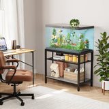 VOWNER 40-50 Gallon Fish Tank Stand - Metal Aquarium Stand, 36.6" L x 18.5" W x 29.5" H, Heavy Duty Reptile Tank Stand, Adjustable 3-Tier Fish Tank Rack Shelf for Home Office, 660LBS Capacity, Grey VOWNER