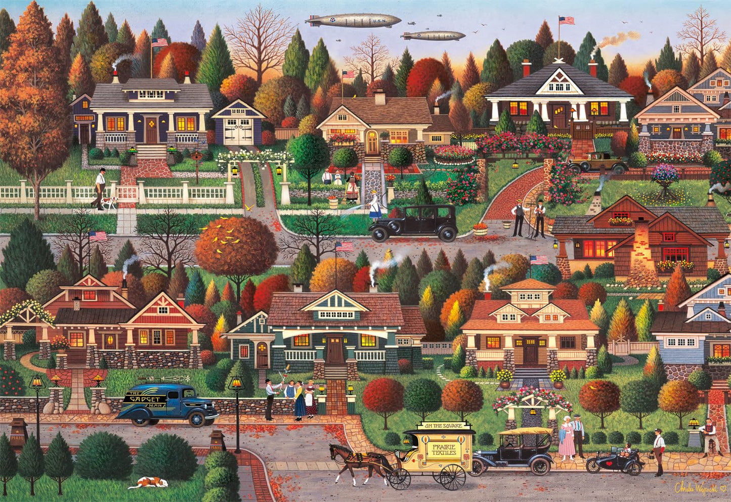 Buffalo Games - Labor Day in Bungalowville - 2000 Piece Jigsaw Puzzle for Adults Challenging Puzzle Perfect for Game Night - 2000 Piece Finished Size is 38.50 x 26.50 - WoodArtSupply