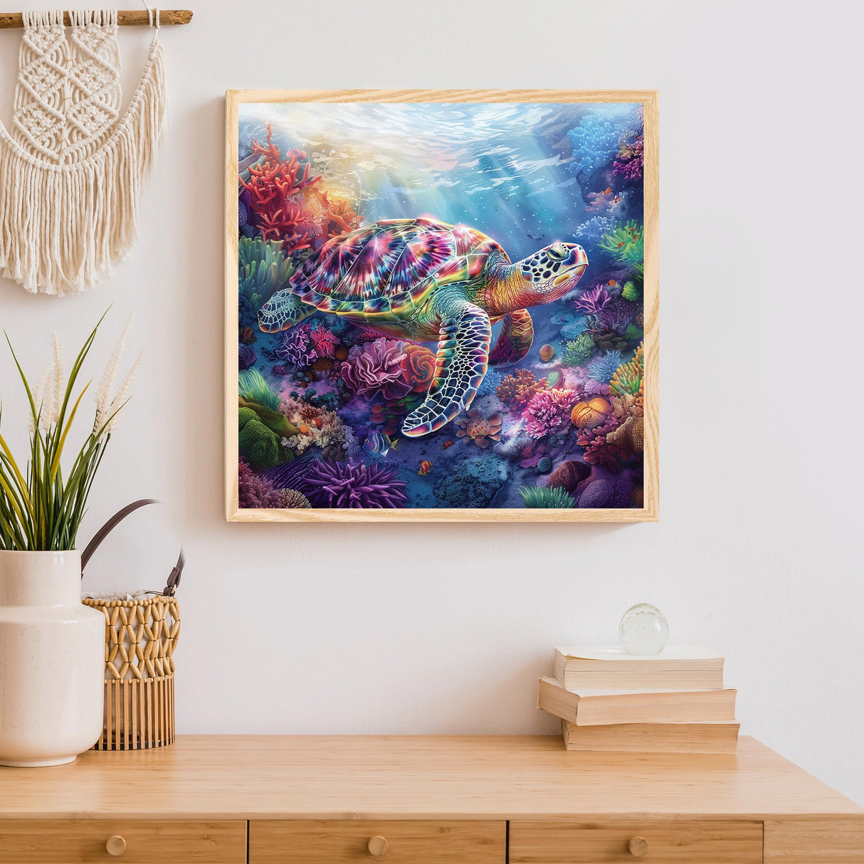 Ohhvvow Sea Turtle Diamond Art Painting Kits for Adults, Full Drill Ocean Diamond Dots Paintings for Beginners Round 5D Paint with Diamonds Pictures Gem Art Painting Kits DIY Crafts 14x14 Inch Ohhvvow