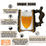 Ruiner Nergigante Beer Mug Monster Hunter Iceborne Wooden Beer Stein MHW Gamer Mug Gift Boyfriend Personalized Anniversary Christmas Birthday Gifts For Gamer Husband Beer Steins Beer Tankard 17oz K433 WoodWithMood