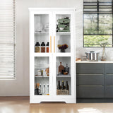jamege 67” Tall China Storage Cabinet with Tempered Glass Doors, Curio Display Cabinet, Bookshelves, Bookcase with Adjustable Shelves, for Living Room, Kitchen, Dining Room, Pantry, Home, Office jamege