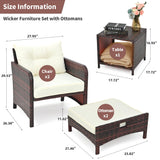 Pamapic 5 Pieces Outdoor Patio Chairs with Ottomans, Wicker Patio Furniture Set Outdoor, Patio Chairs Conversation Furniture with Coffee Table for Poorside Garden Balcony (Beige)… Pamapic