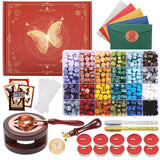 Comealltime 630Pcs Colorful Seasons Theme Wax Seal Kit with 24 Colors Wax Seal Beads, 10 Tea Light Candles and Gift Box (Butterfly) Comealltime