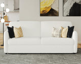 VanAcc Modern Sofa, 3 Seater Sofa with Curved Armrest, Extra Deep Sofa with Bridgewater Style, Comfy Sofa Couch for Living Room, Boucle White Couch VanAcc