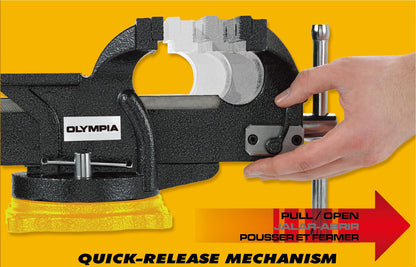 Olympia Tools 38-647 6in One-Hand Operation Quick Release Bench Vise - WoodArtSupply