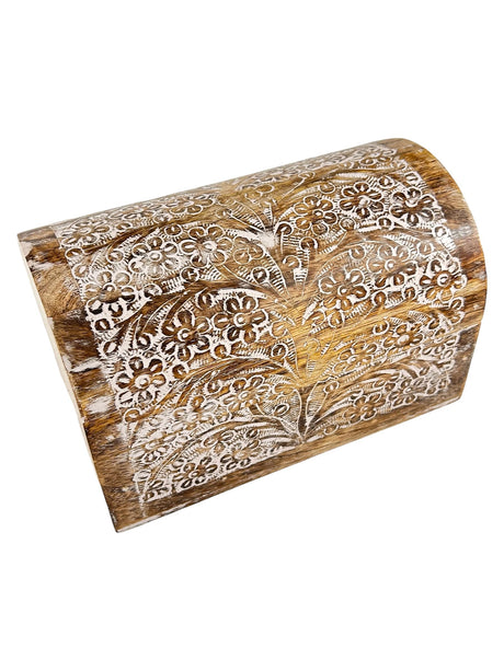 S.B.ARTS Premium Wooden Semicircular Curved Jewellery Box Floral Design-Trinket Box Ladies-Jewellery Storage Case-Antique Look-Traditionally Handcrafted-Home Decor Accessories-Women Ideal Gift, White S.B.ARTS