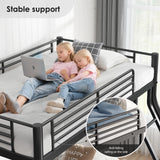 Twin Over Full Bunk Bed, Metal Bunk Beds Twin Over Full Size with Safety Ladder & Guardrail, Heavy Duty Bunkbed Frame for Adults Teens Dorm Bedroom Guest Room Apartment, Space-Saving (Black, Full) TBCOPTO