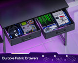 ODK Gaming Desk with Led Lights & Power Outlet, 48 Inch Computer Desk with Drawers, Office Desk with Large Display Storage Shelves, Reversible Desk with Monitor Stand for Home, Carbon Fiber Black ODK