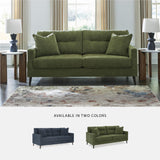 Signature Design by Ashley Bixler Mid-Century Modern Tufted Sofa with 2 Toss Pillows, Green Signature Design by Ashley