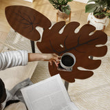BAMEOS Monstera Leaf Nesting Tables Set of 2, Small Side Tables f Set with Leaf Vein Pattern, Modern Wooden CoffeeTables for Living Room Bedroom Apartment Balcony Yard BAMEOS