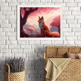 HMDIIMGE Fox Diamond Painting Kits, Diamond Art Animal Kits for Adults, Full Round Drill Cherry Blossom Gem Art Kits, for Room Decor Wall Decor 12x16 inch HMDIIMGE