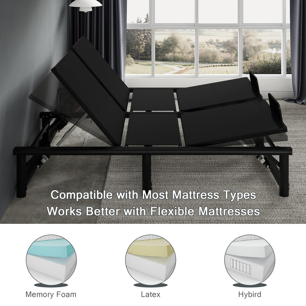 Einhomn King Adjustable Bed Frame, Electric Bed Base with Quiet Motor, Independent Head and Foot Incline, Zero Gravity & Anti-Snore Modes, Wired Remote, Easy Assembly Einhomn