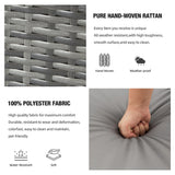 HOMREST 8 Pieces Outdoor Patio Furniture Set with 44" Propane Fire Pit Table, PE Rattan Sectional Sofa Conversation Set w/Adjustable Bracket,Wood Coffee Table for Backyard (Grey) HOMREST