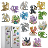 Sitsink Dragon Diamond Painting Magnets - 16 Pcs Small Diamond Art Kits for Adults Refrigerator Stickers, Fantasy Animal Dragon DIY Crafts Making Sitsink
