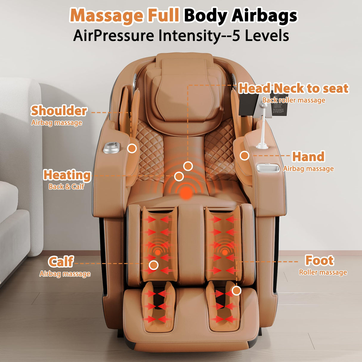 Shahoo Zero Gravity Full Body Massage Chair with SL-Track, AI Voice Control & Heating – Auto Body Scan, Air Compression Foot Massage, 8 Auto Programs Shahoo