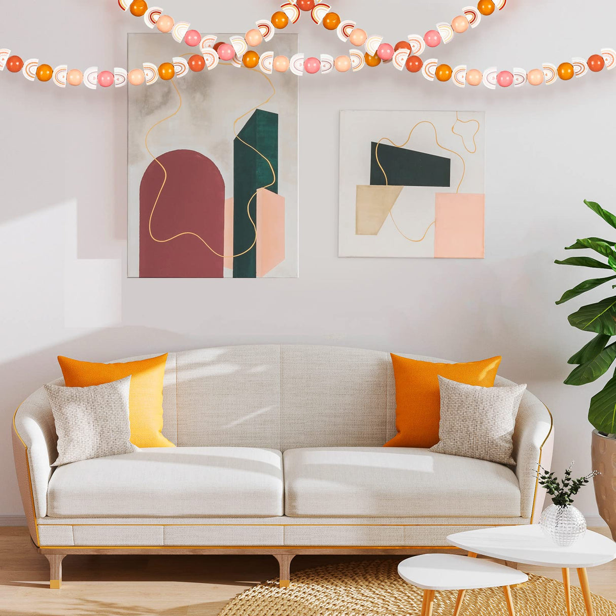 Waydress 200 Pcs Boho Rainbow Wooden Beads Rustic Farmhouse Wood Beads Natural Handmade Round Bead Polished Spacer Bead for DIY Necklace Bracelet Earrings Keychain Crafts Jewelry Making Waydress