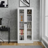 Anxxsu Display Cabinet with Glass Doors, Display Case Cabinet for Collectibles, Curio Display Cabinet with 4 Adjustable Shelves, 71" Glass Display Cabinet for Home Living Room (White) Anxxsu